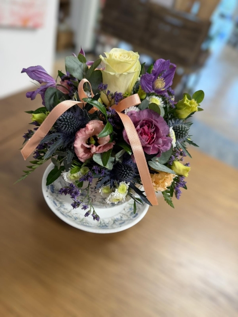Blue Skies Tea Cup And Saucer Arrangement