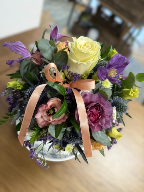 Blue Skies Tea Cup And Saucer Arrangement